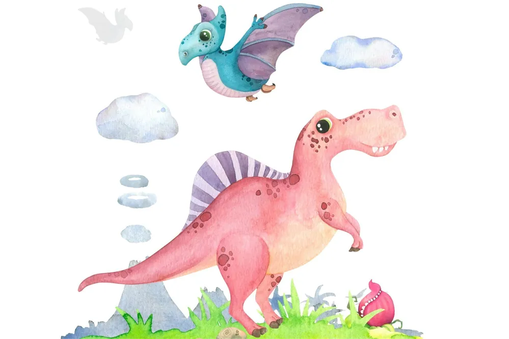 Darmowa dostawa Fototapeta Akwarelowe Dinozaury