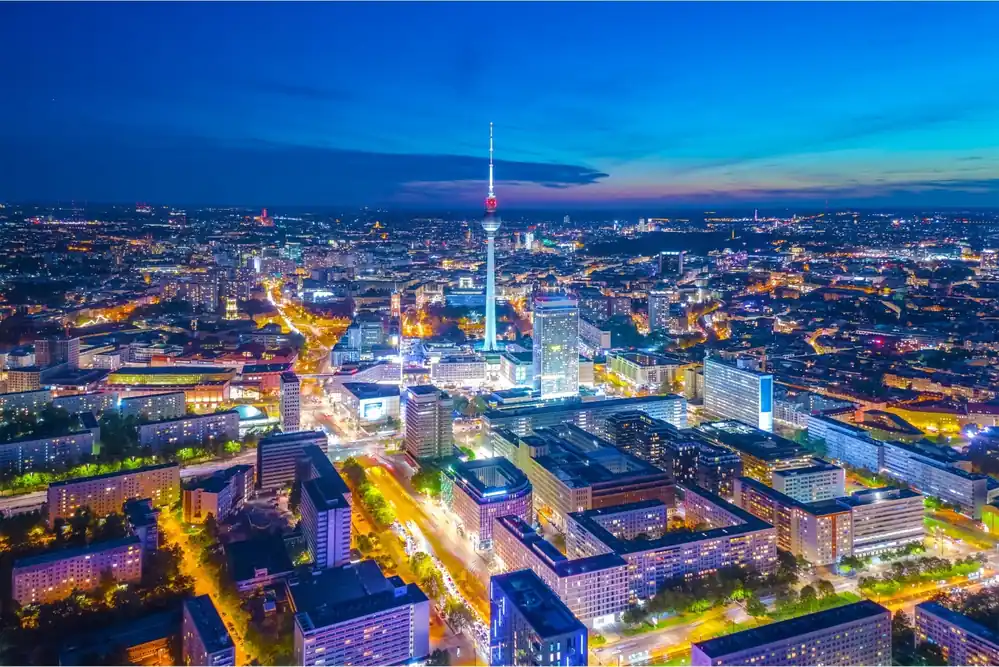 Fototapeta Berlin Z Lotu Ptaka Nocą Zamów teraz