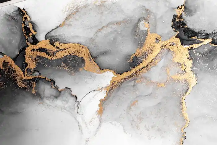 Fototapeta Black Gold Abstract Background Of Marble Liquid Ink Art Painting On Paper Zniżka