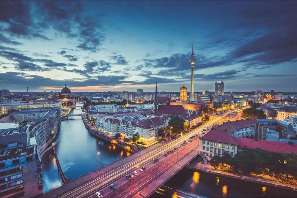 Fototapeta Centrum Berlina Nocą Darmowa dostawa