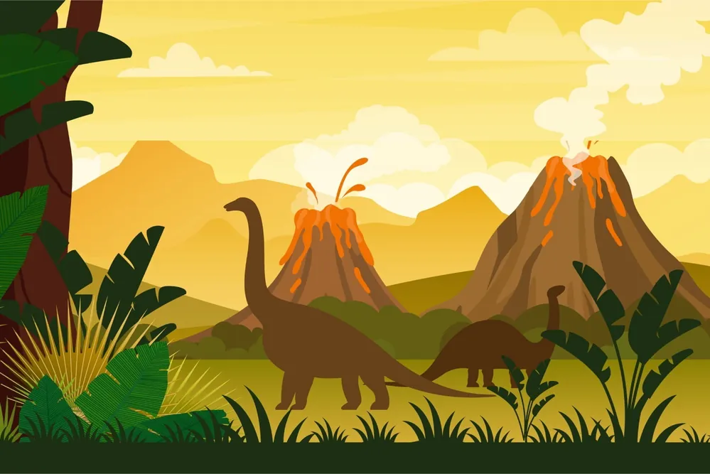Bezpieczne zakupy Fototapeta Dinozaury I Pejzaż