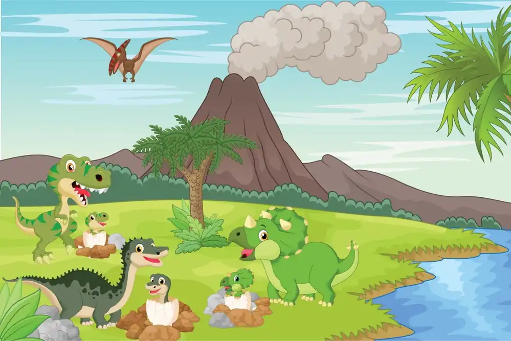 Fototapeta Dinozaury I Wulkan Ekspresowa dostawa