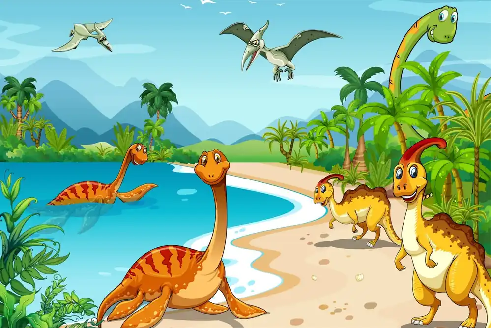 Fototapeta Dinozaury Na Plaży Obniżka ceny
