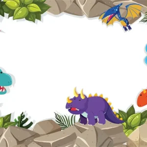 Wysoka jakość Fototapeta Dinozaury Na Skałach
