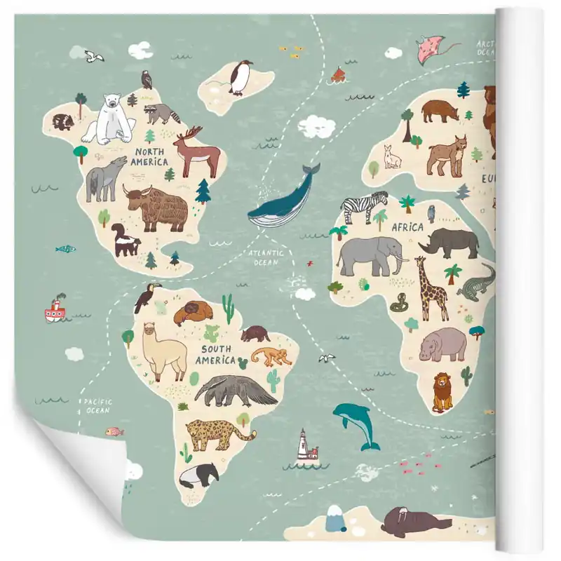 Do wyczerpania zapasów Fototapeta Kolorowa Mapa Świata Dla Dzieci