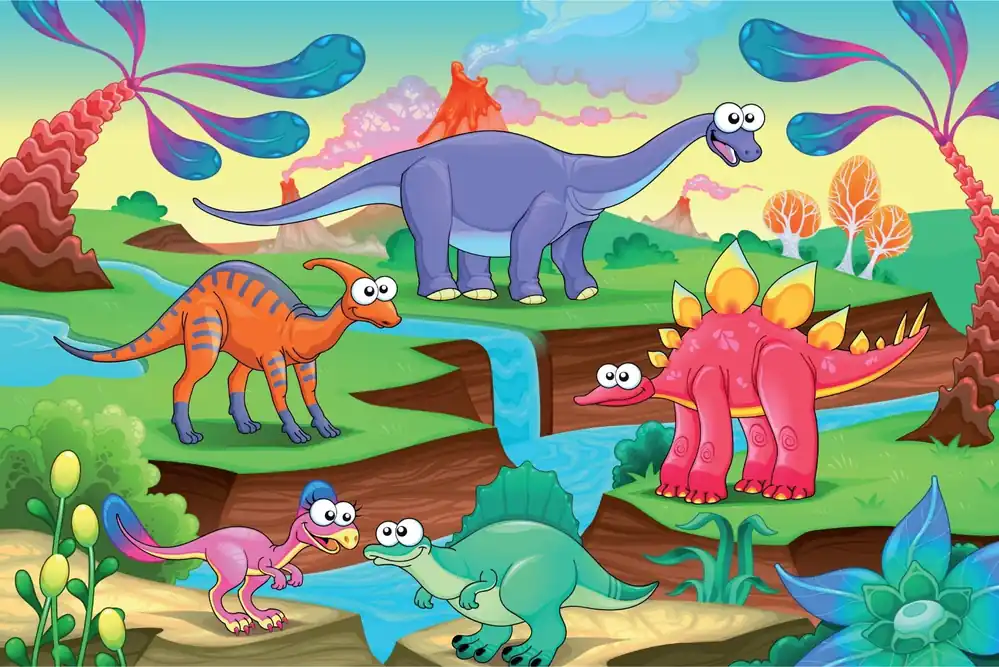 Fototapeta Kolorowe Bajkowe Dinozaury Ekspresowa dostawa