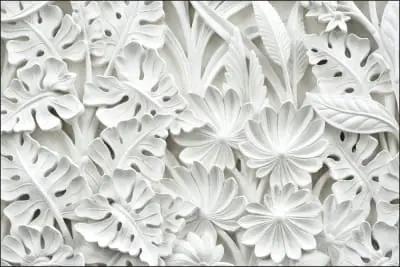 Do wyczerpania zapasów Fototapeta Liście 3D Biała