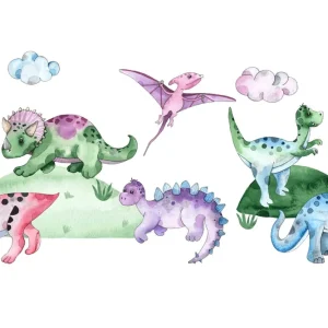 Wyjątkowa oferta Fototapeta Pastelowe Dinozaury Na Polanie