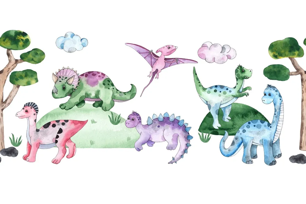 Wyjątkowa oferta Fototapeta Pastelowe Dinozaury Na Polanie