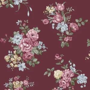 Ograniczona ilość Tapeta ścienna bordowa bukiet kwiatów 12303 Fiori Country 8 Cristiana Masi