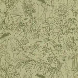 Szybka wysyłka Tapeta ścienna liście flamingi Green & Co 103937701 Caselio