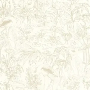 Wysoka jakość Tapeta ścienna liście flamingi Green & Co 103930204 Caselio