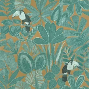 Nowy Tapeta ścienna liście tukany Green & Co 103922754 Caselio