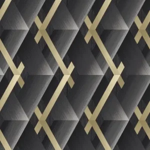 Tapeta ścienna geometryczna czarna w złote linie 183904 Grandeco Wybór klientów
