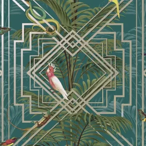 Oferta limitowana Tapeta ścienna papugi liście Cascading Gardens 91460 Holden