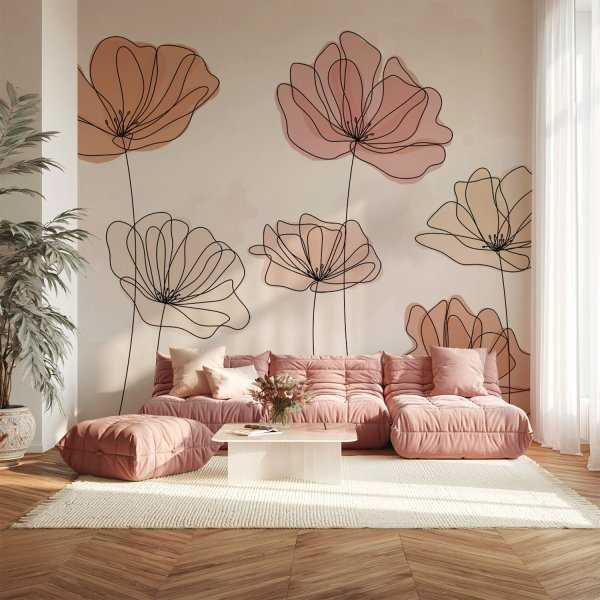 Wyjątkowa oferta Tapeta na ścianę - SOFT INK BLOOMS