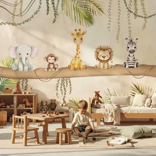 Tapeta na ścianę - JUNGLE TEDDY TOYS Hit cenowy