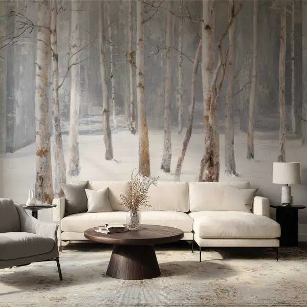 Wyprzedaż Tapeta na ścianę - SNOW BIRCHES