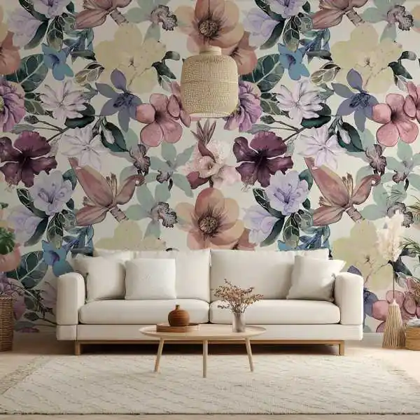 Tapeta na ścianę - FLOWERS IN RETRO COLOR Zamów dziś