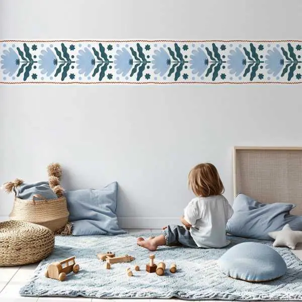 Border pasek dekoracyjny tapety - FOLK FLOWERS Okazja