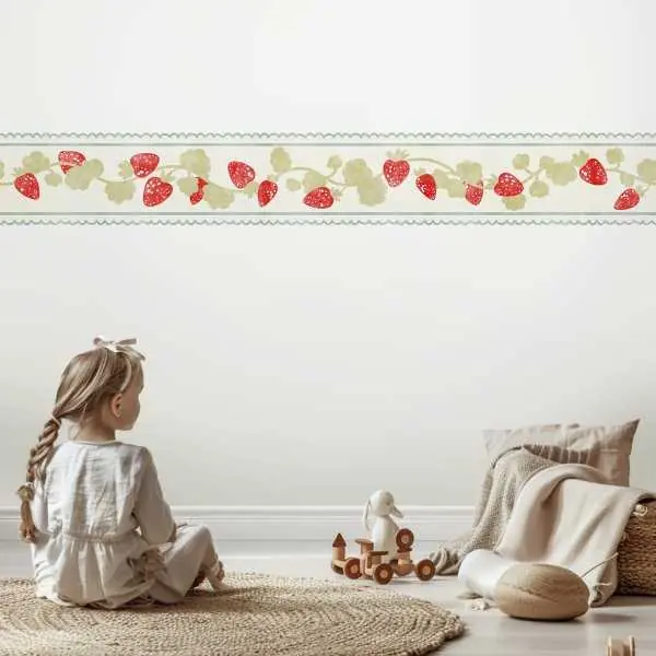 Border pasek dekoracyjny tapety - STRAWBERRY STROLL Taniej
