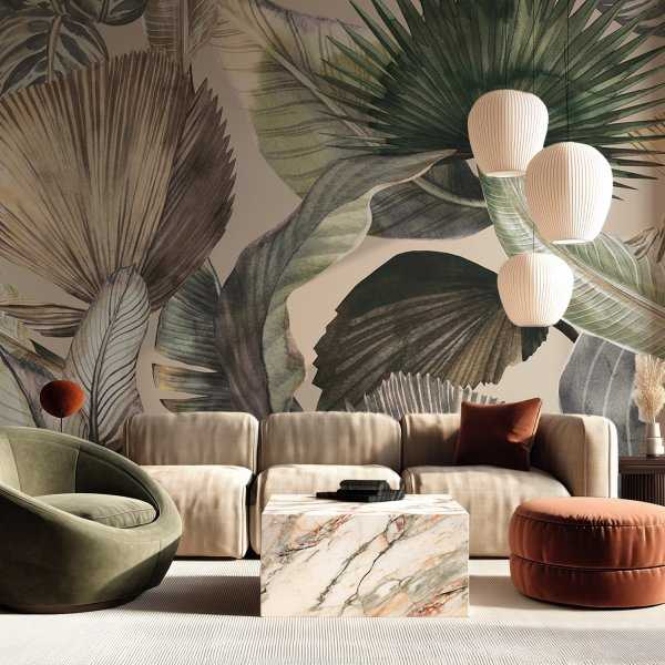 Tapeta na ścianę - BEIGE JUNGLE LEAF Nie przegap