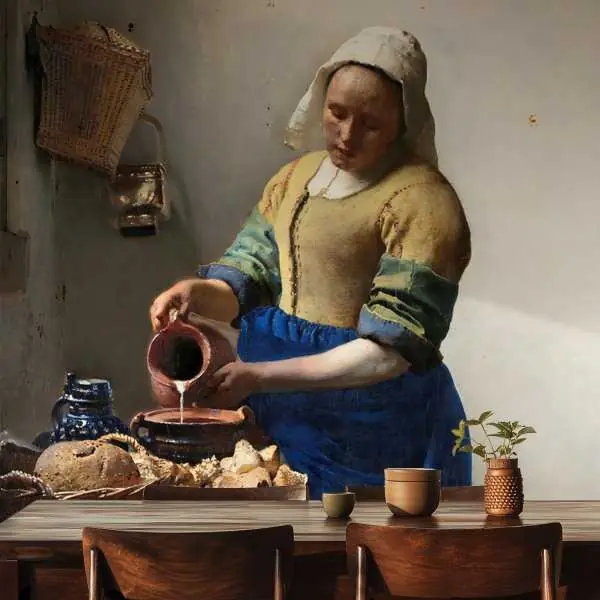 Obniżka ceny Tapeta na ścianę - reprodukcja obrazu - "Mleczarka" Johannes Vermeer
