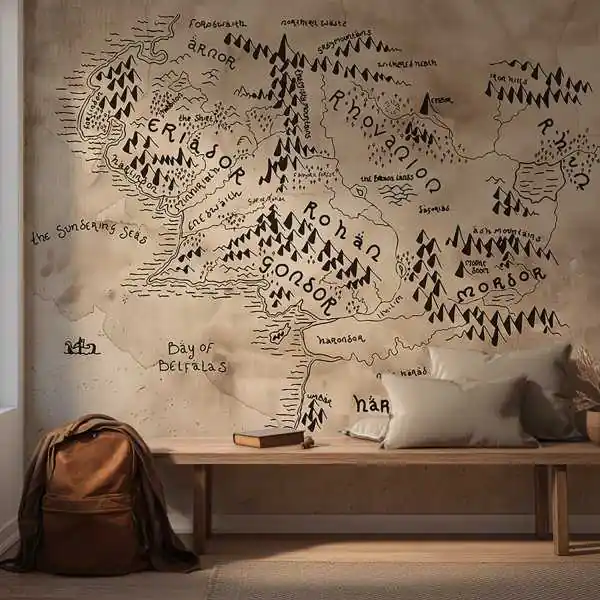Tapeta na ścianę - MAP OF MIDDLE-EARTH Łatwy zwrot