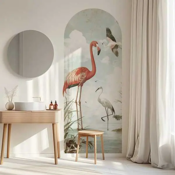 Nowość Tapeta łuk - RETRO FLAMINGO