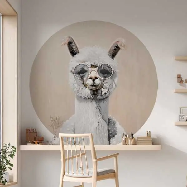 Ostatnie sztuki Tapeta w kształcie koła - Carefree Alpaca