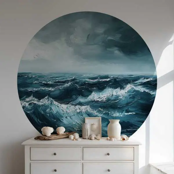 Tapeta w kształcie koła - Rough Sea Oferta czasowa