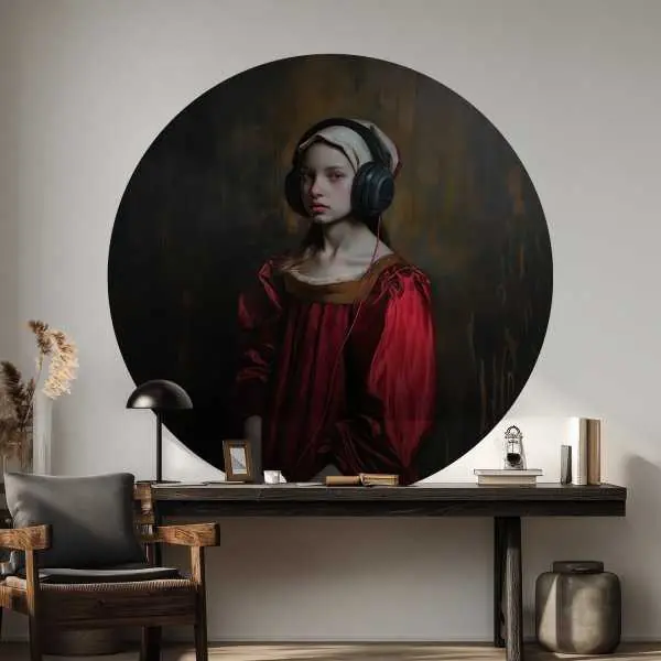 Taniej Tapeta w kształcie koła - Portrait with headphones
