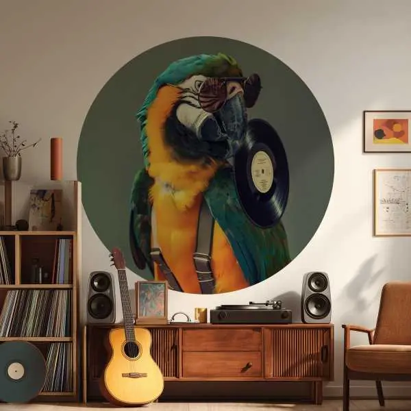 Tapeta w kształcie koła - Hipster Parrot Oferta