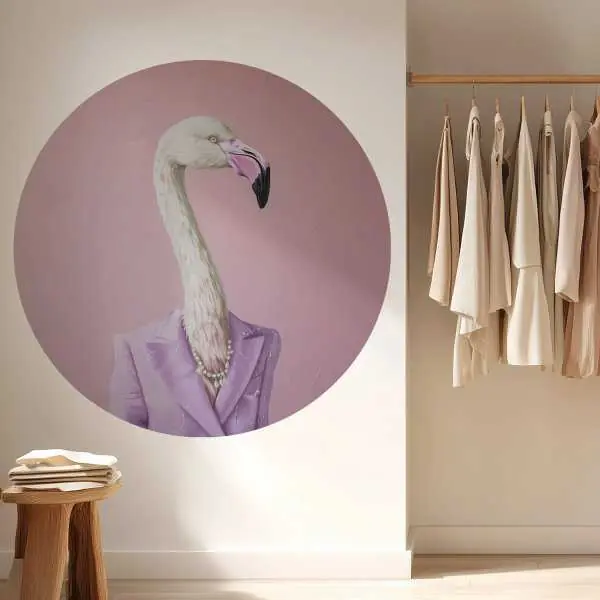 Tapeta w kształcie koła - Chic Flamingo Wybór klientów