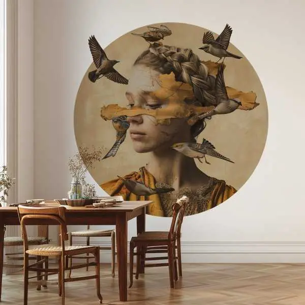 Do wyczerpania zapasów Tapeta w kształcie koła - Antique Birds