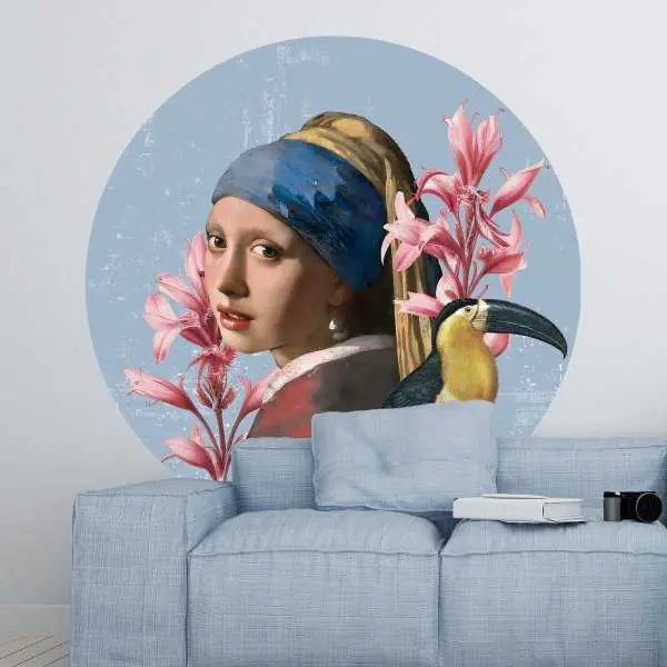 Premium Tapeta w kształcie koła - Blue Reverie