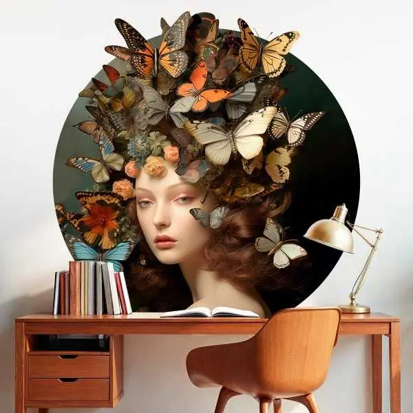Tapeta w kształcie koła - Butterfly Crown Nie przegap