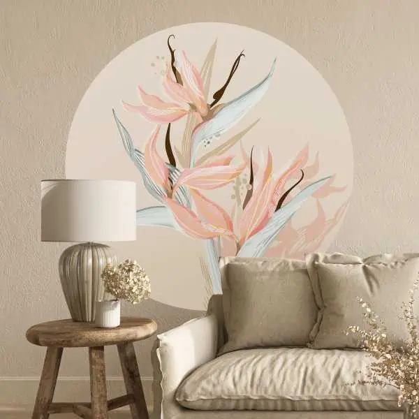 Taniej Tapeta w kształcie koła - Pastel Strelitzia