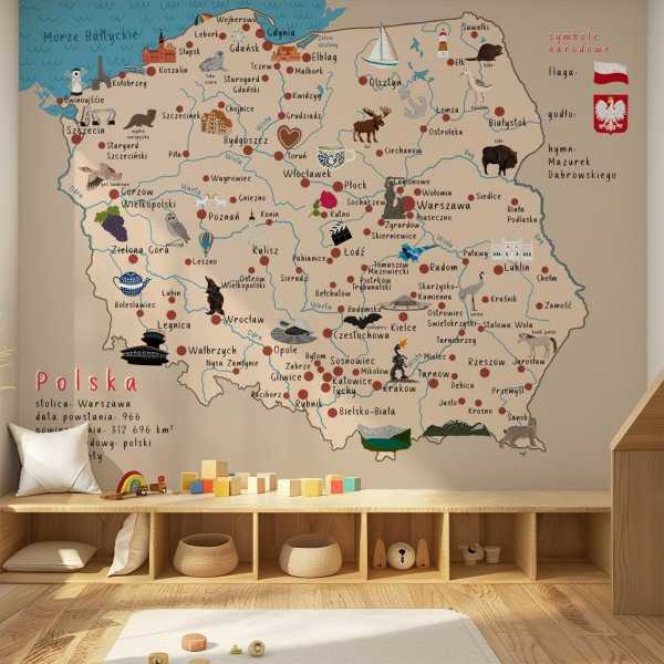 Tapeta na ścianę - Rysunkowa Mapa Polski Kup teraz