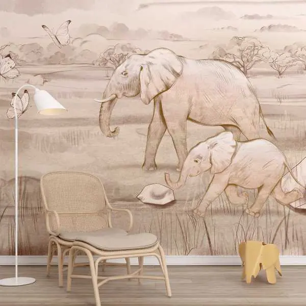 Tapeta na ścianę - Elephant Ramble Tani