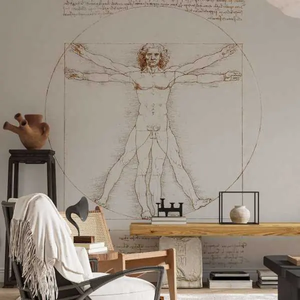 Tapeta na ścianę - reprodukcja obrazu - "Człowiek witruwiański" Leonardo da Vinci Dostępne od ręki