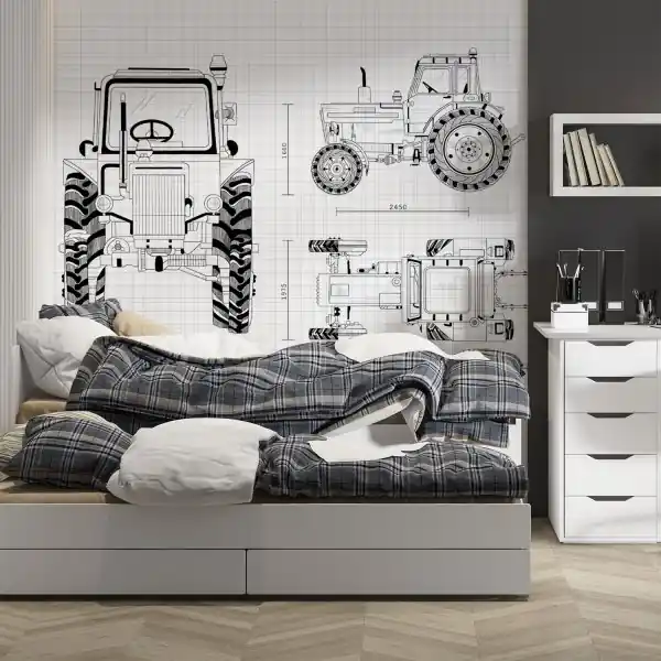 Oferta Tapeta na ścianę - TRACTOR TECHNICAL DRAWING