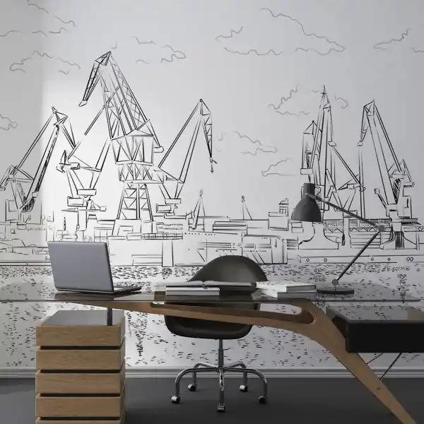 Tapeta na ścianę - Cranes Landscape Wyprzedaż
