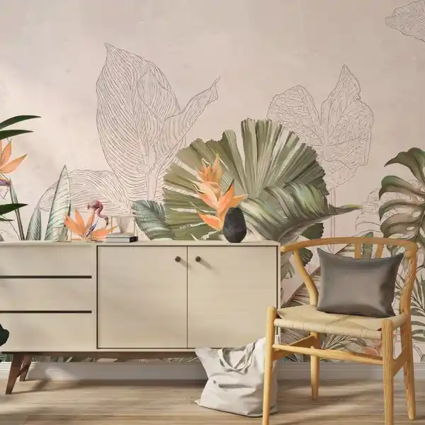 Zamów teraz Tapeta na ścianę - TROPICAL LINE ART