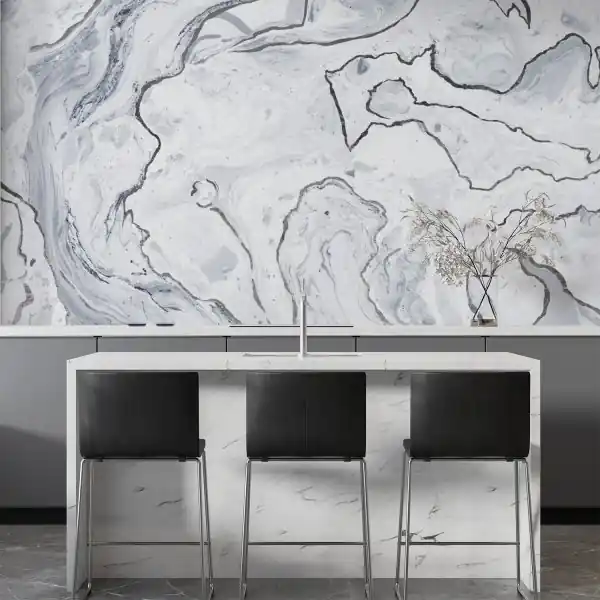 Premium Srebrna Tapeta - SILVER MARBLE