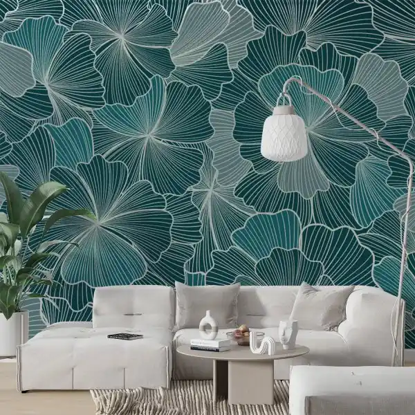 Obniżka ceny Srebrna Tapeta - SILVER LEAVES