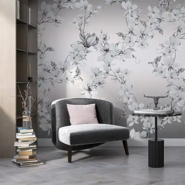 Darmowy zwrot Srebrna Tapeta - MAGNOLIA SHIMMER