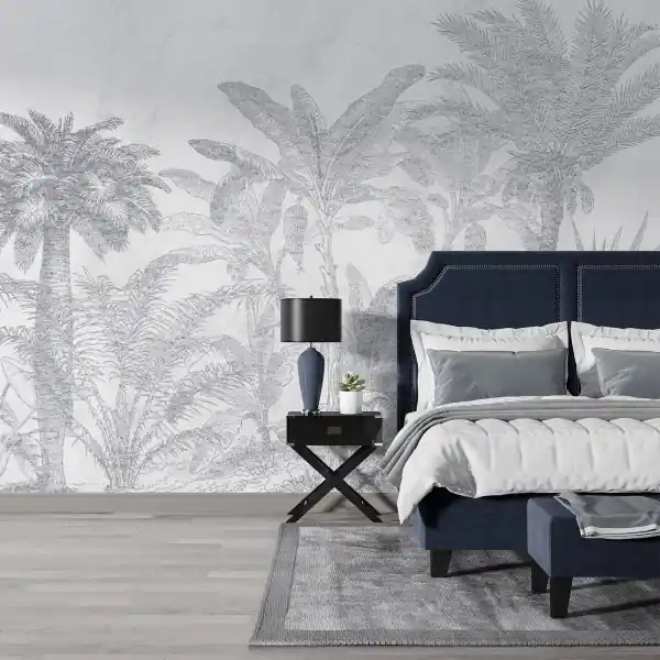 Srebrna Tapeta - GLEAMING PALMS Popularny