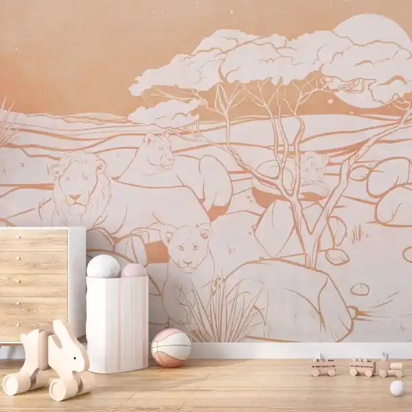 Tapeta na ścianę - Lion Family Dostępne od ręki
