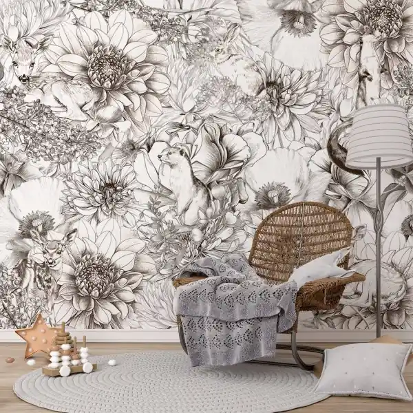 Tapeta na ścianę - Animals in Flowers Okazja